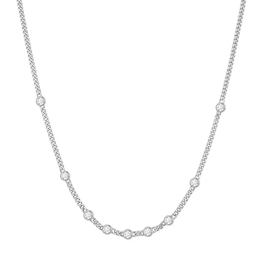 Ania Haie Sterling Silver Multi Station Round Stone Chain Necklace