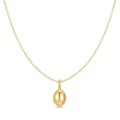 Ania Haie Gold Plated CZ Floral Oval Pendant Necklace