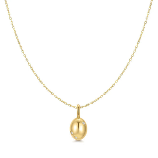 Ania Haie Gold Plated CZ Floral Oval Pendant Necklace