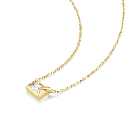 Ania Haie Gold Plated Sparkling Bezel Set Cube Necklace