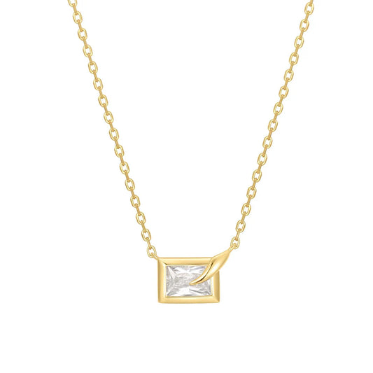Ania Haie Gold Plated Sparkling Bezel Set Cube Necklace