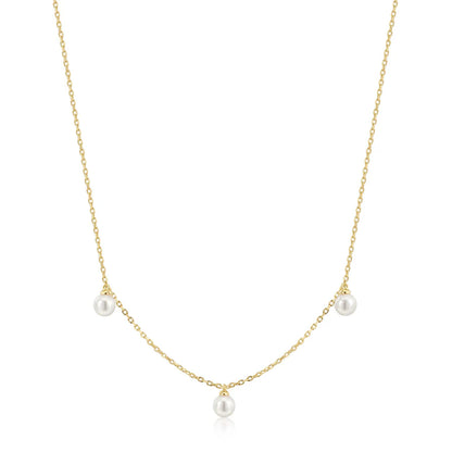 Ania Haie Gold Plate Triple Shell Pearl Station Necklace