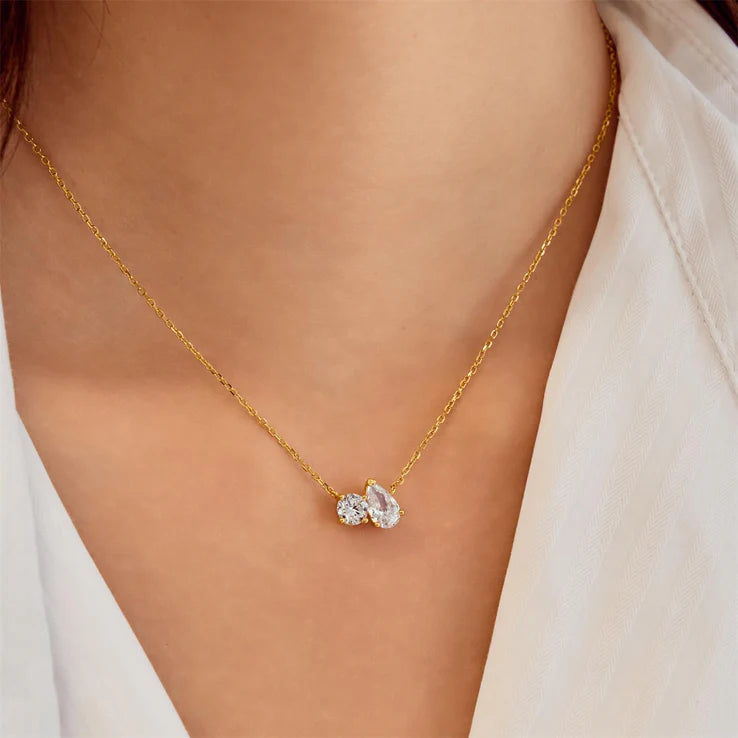 Ania Haie Yellow Gold Plate Toi & Moi CZ Necklace