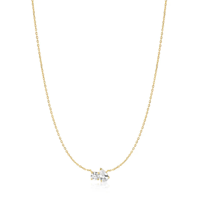 Ania Haie Yellow Gold Plate Toi & Moi CZ Necklace