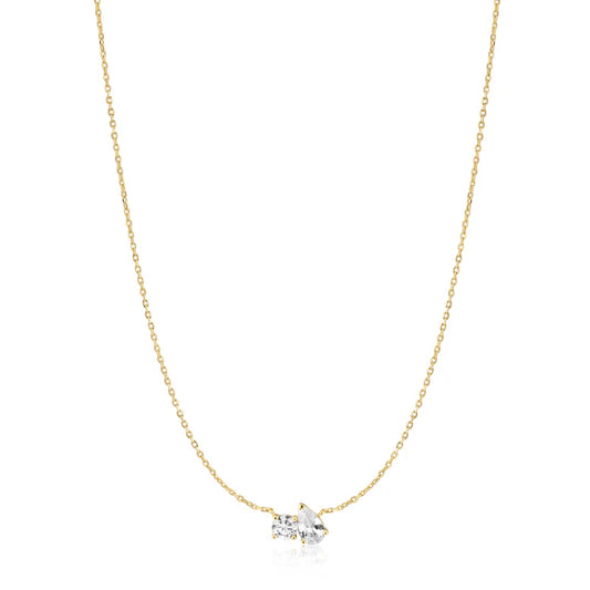 Ania Haie Yellow Gold Plate Toi & Moi CZ Necklace