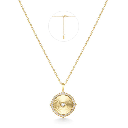 Ania Haie Gold Plated CZ Diamond-Cut Sunny Disc Necklace
