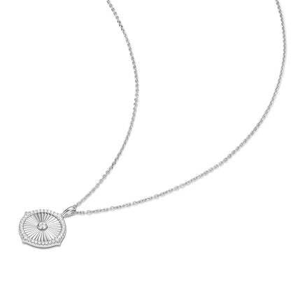 Ania Haie Sterling Silver Diamond Cut CZ Sunny Disc Pendant Necklace