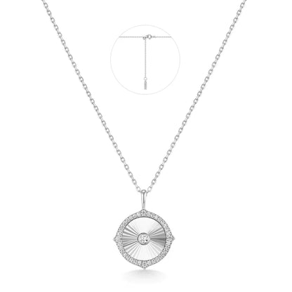 Ania Haie Sterling Silver Diamond Cut CZ Sunny Disc Pendant Necklace