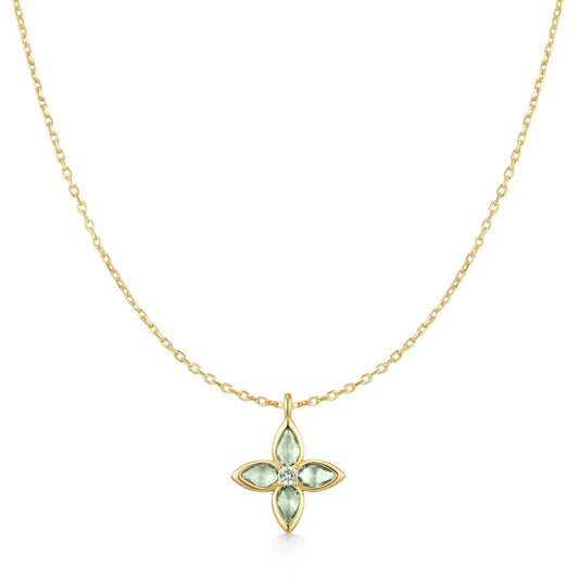 Ania Haie Gold Plated CZ Mint Green Lucky Clover Pendant Necklace