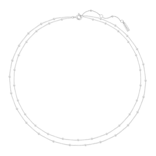 Ania Haie Sterling Silver Double Chain Bead Necklace