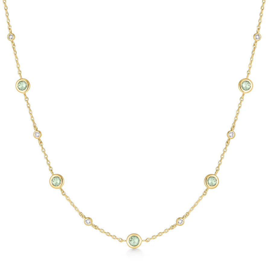 Ania Haie Gold Plated Mint Green CZ Bezel Set Station Necklace