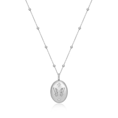 Ania Haie Sterling Silver Butterfly CZ Locket Necklace