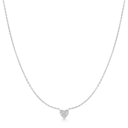 Ania Haie Sterling Silver Rhodium Plated CZ Pavé Heart Necklace