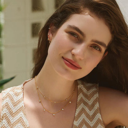Ania Haie Gold Plated Molten Bezel Set Droplet Station Necklace