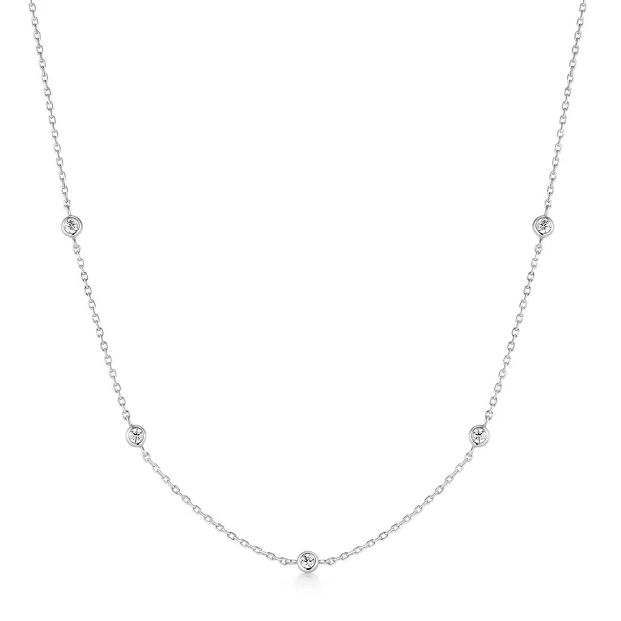 Ania Haie Silver Classic Bezel Set Station Necklace
