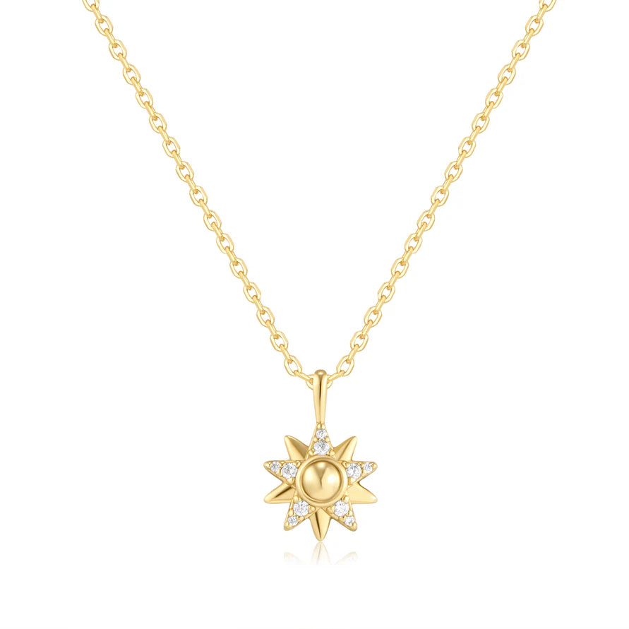 Ania Haie Gold Plated CZ Sunburst Necklace