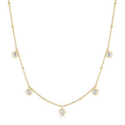 Ania Haie Gold Plated Molten Bezel Set Droplet Station Necklace