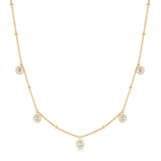 Ania Haie Gold Plated Molten Bezel Set Droplet Station Necklace