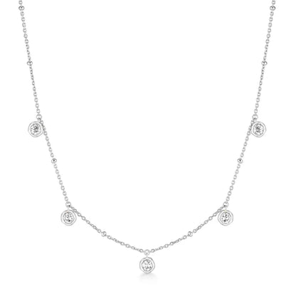 Ania Haie Silver Molten Bezel Set Droplet Station Necklace
