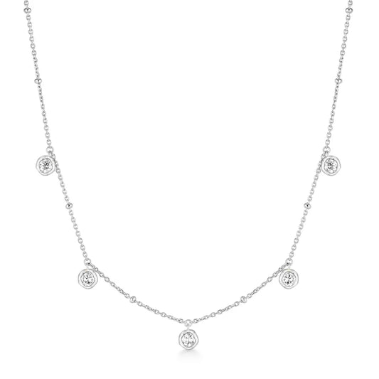 Ania Haie Silver Molten Bezel Set Droplet Station Necklace