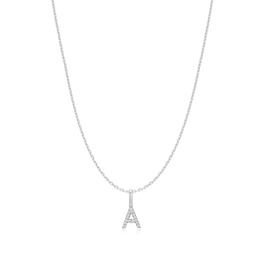 Ania Haie Sterling Silver CZ Letter 'A' Initial Necklace