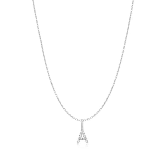Ania Haie Sterling Silver CZ Letter 'A' Initial Necklace