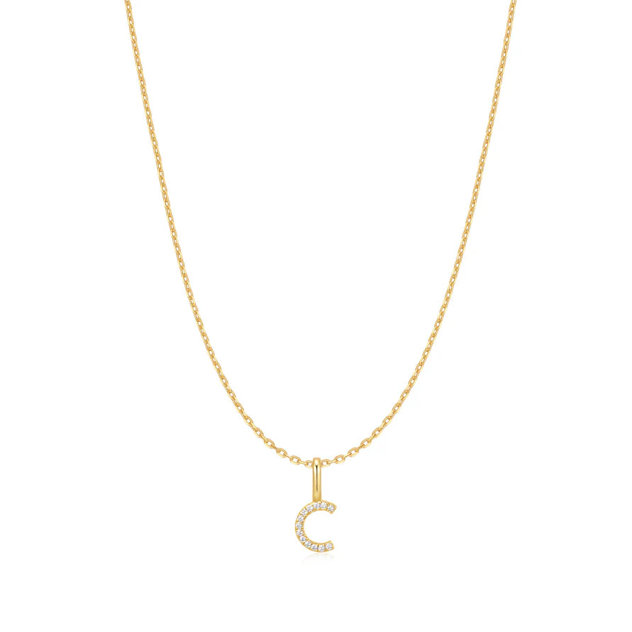 Ania Haie Gold Plated CZ Letter 'C' Initial Necklace