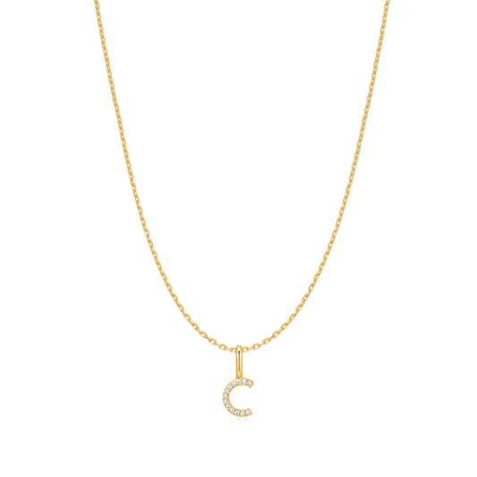 Ania Haie Gold Plated CZ Letter 'C' Initial Necklace