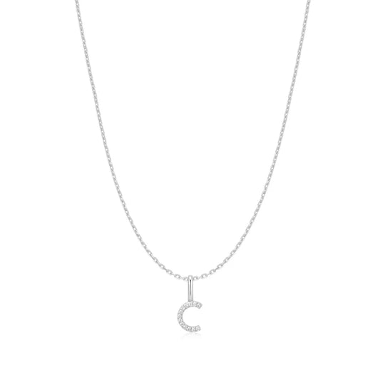 Ania Haie Sterling Silver CZ Letter 'C' Initial Necklace