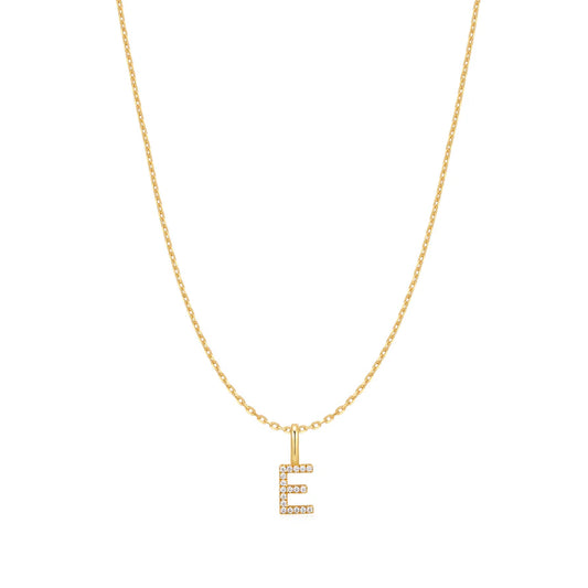 Ania Haie Gold Plated CZ Letter 'E' Initial Necklace