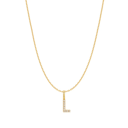 Ania Haie Gold Plated CZ Letter 'L' Initial Necklace