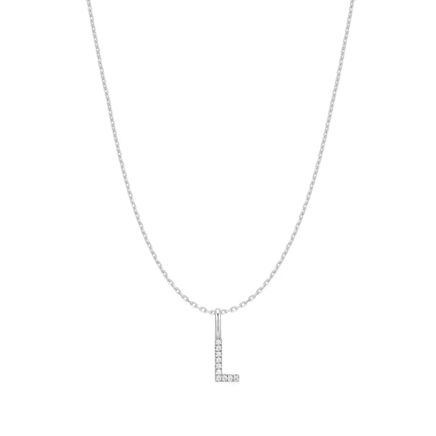 Ania Haie Sterling Silver CZ Letter 'L' Initial Necklace