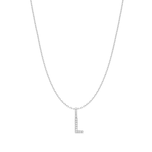 Ania Haie Sterling Silver CZ Letter 'L' Initial Necklace
