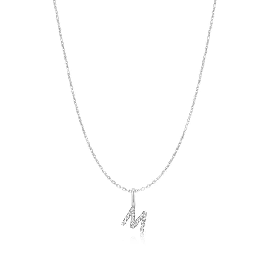 Ania Haie Sterling Silver CZ Letter 'M' Initial Necklace