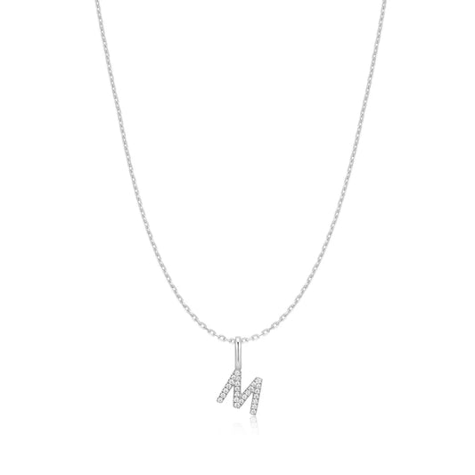 Ania Haie Sterling Silver CZ Letter 'M' Initial Necklace