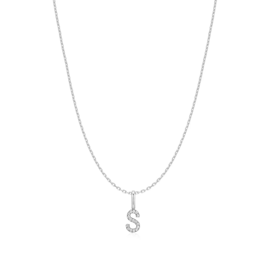 Ania Haie Sterling Silver CZ Letter 'S' Initial Necklace