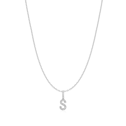 Ania Haie Sterling Silver CZ Letter 'S' Initial Necklace