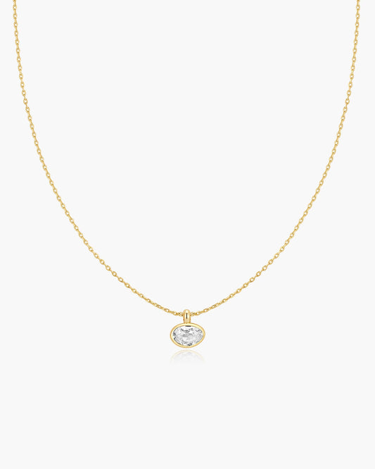 Ania Haie Gold Plated Bezel Set Organic Pebble Necklace