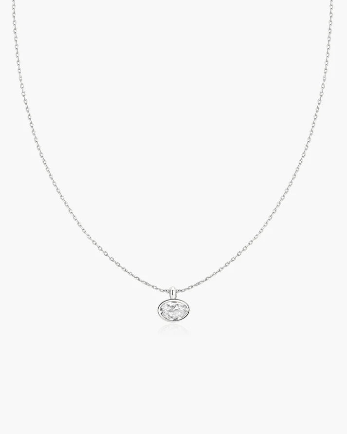 Ania Haie Sterling Silver Bezel Set Organic Pebble Necklace