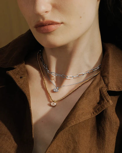 Ania Haie Sterling Silver Bezel Set Organic Pebble Necklace