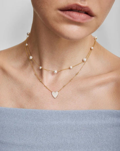 Ania Haie Yellow Gold Plate Alternating Shell Pearl Station Necklace