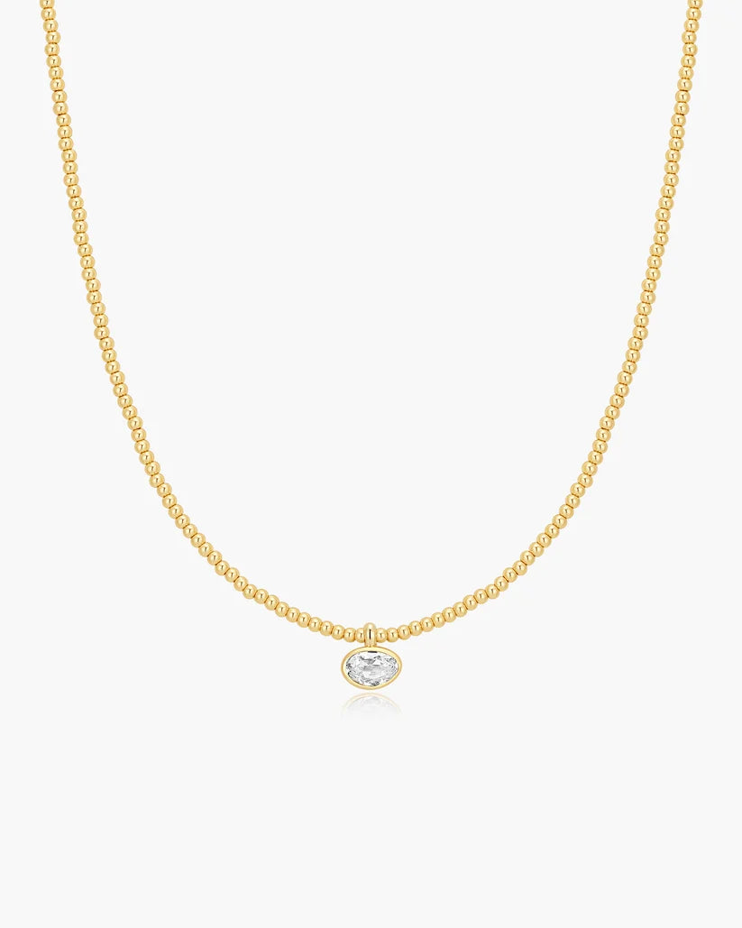 Ania Haie Gold Plated Bezel Set Organic Pebble Beaded Necklace