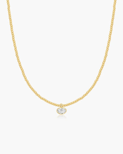 Ania Haie Gold Plated Bezel Set Organic Pebble Beaded Necklace