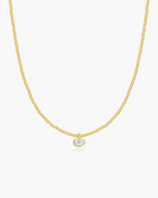 Ania Haie Gold Plated Bezel Set Organic Pebble Beaded Necklace