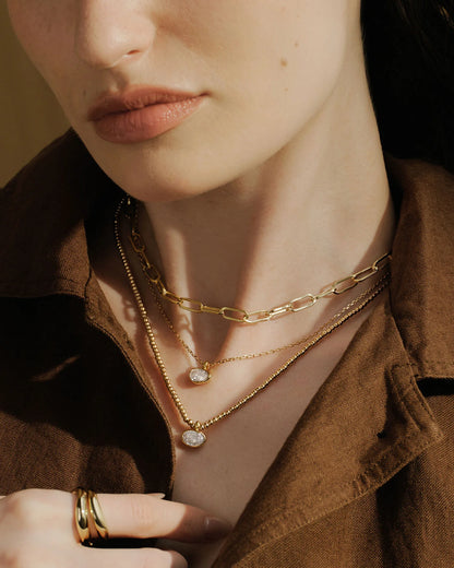 Ania Haie Gold Plated Bezel Set Organic Pebble Necklace