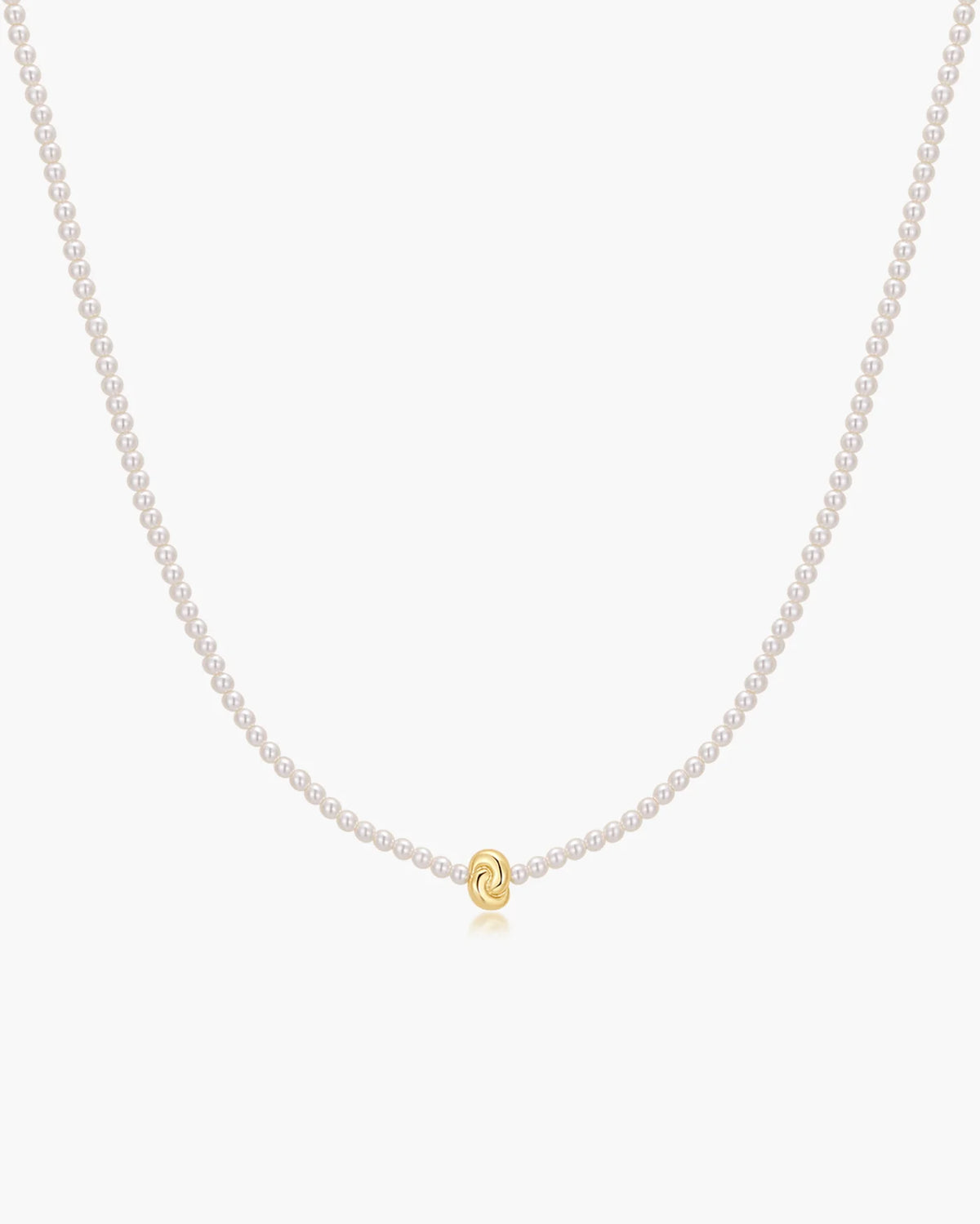Ania Haie Yellow Gold Plate Twist & Glass Pearl Beaded Necklace