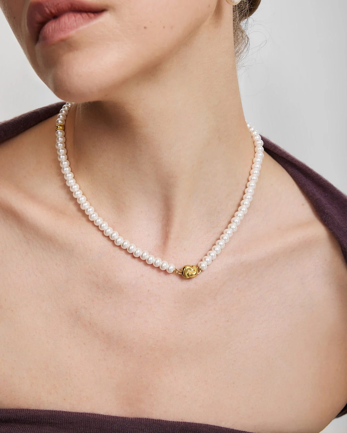 Ania Haie Yellow Gold Plate Glass Pearl Beaded Twist Station Necklace