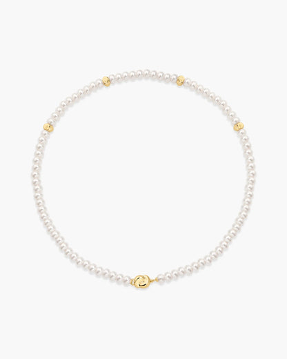 Ania Haie Yellow Gold Plate Glass Pearl Beaded Twist Station Necklace