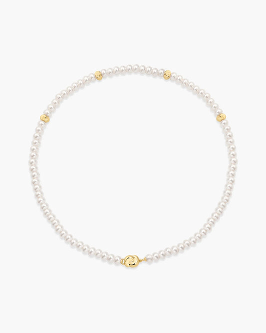 Ania Haie Yellow Gold Plate Glass Pearl Beaded Twist Station Necklace
