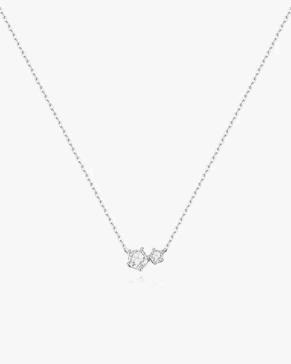 Ania Haie Sterling Silver CZ Prong Set Duo Necklace